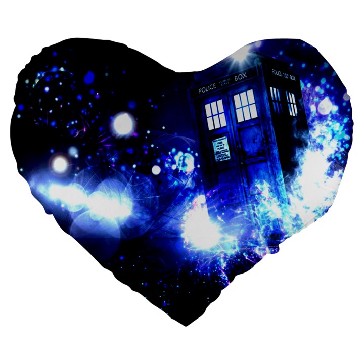 Tardis Background Space Large 19  Premium Flano Heart Shape Cushions