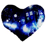 Tardis Background Space Large 19  Premium Flano Heart Shape Cushions Back