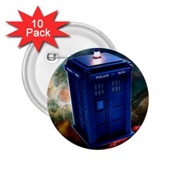 The Police Box Tardis Time Travel Device Used Doctor Who 2 25  Buttons (10 Pack) 