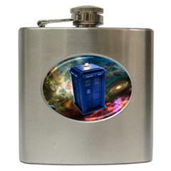 The Police Box Tardis Time Travel Device Used Doctor Who Hip Flask (6 Oz) by Jancukart