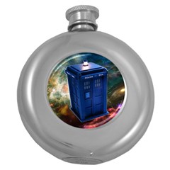 The Police Box Tardis Time Travel Device Used Doctor Who Round Hip Flask (5 Oz)