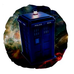 The Police Box Tardis Time Travel Device Used Doctor Who Large 18  Premium Round Cushions by Jancukart