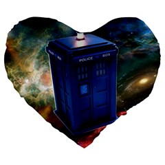 The Police Box Tardis Time Travel Device Used Doctor Who Large 19  Premium Flano Heart Shape Cushions