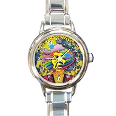 Psychedelic Rock Jimi Hendrix Round Italian Charm Watch