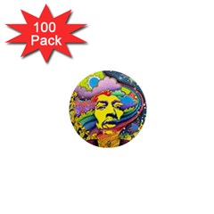 Psychedelic Rock Jimi Hendrix 1  Mini Magnets (100 Pack) 