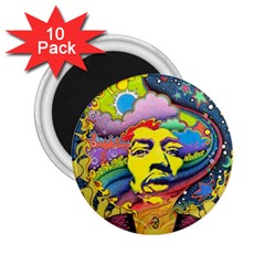 Psychedelic Rock Jimi Hendrix 2 25  Magnets (10 Pack)  by Jancukart