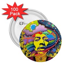 Psychedelic Rock Jimi Hendrix 2 25  Buttons (100 Pack) 