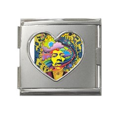 Psychedelic Rock Jimi Hendrix Mega Link Heart Italian Charm (18mm) by Jancukart