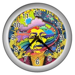 Psychedelic Rock Jimi Hendrix Wall Clock (silver) by Jancukart