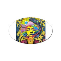 Psychedelic Rock Jimi Hendrix Sticker (oval) by Jancukart