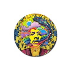 Psychedelic Rock Jimi Hendrix Magnet 3  (round) by Jancukart