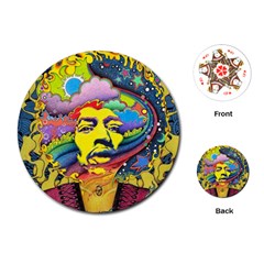 Psychedelic Rock Jimi Hendrix Playing Cards Single Design (round)