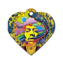 Psychedelic Rock Jimi Hendrix Dog Tag Heart (one Side)