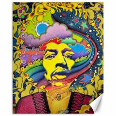 Psychedelic Rock Jimi Hendrix Canvas 11  X 14  by Jancukart