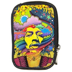 Psychedelic Rock Jimi Hendrix Compact Camera Leather Case by Jancukart