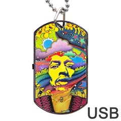 Psychedelic Rock Jimi Hendrix Dog Tag Usb Flash (one Side)