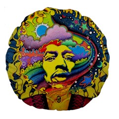 Psychedelic Rock Jimi Hendrix Large 18  Premium Round Cushions