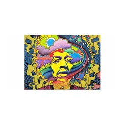 Psychedelic Rock Jimi Hendrix Satin Wrap 35  X 70  by Jancukart