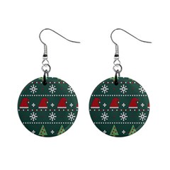 Beautiful Knitted Christmas Xmas Pattern Mini Button Earrings