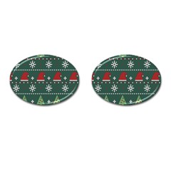 Beautiful Knitted Christmas Xmas Pattern Cufflinks (oval) by Jancukart