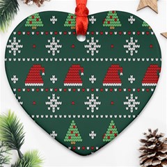 Beautiful Knitted Christmas Xmas Pattern Heart Ornament (two Sides)