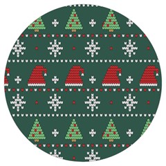 Beautiful Knitted Christmas Xmas Pattern Round Trivet by Jancukart