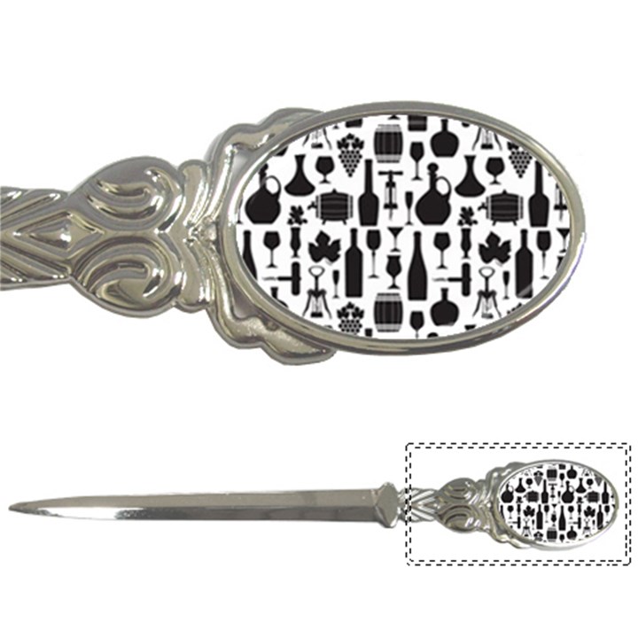 Wine Pattern Black White Letter Opener