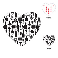 Wine Pattern Black White Playing Cards Single Design (heart)