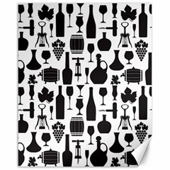 Wine Pattern Black White Canvas 16  X 20  by Jancukart