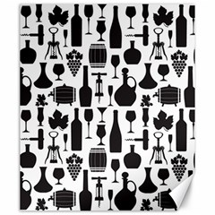 Wine Pattern Black White Canvas 20  X 24  by Jancukart