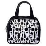 Wine Pattern Black White Classic Handbag (Two Sides) Back