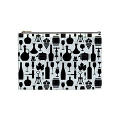 Wine Pattern Black White Cosmetic Bag (medium) by Jancukart