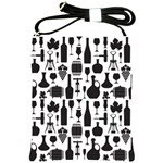 Wine Pattern Black White Shoulder Sling Bag Front