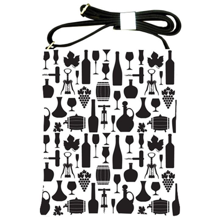 Wine Pattern Black White Shoulder Sling Bag