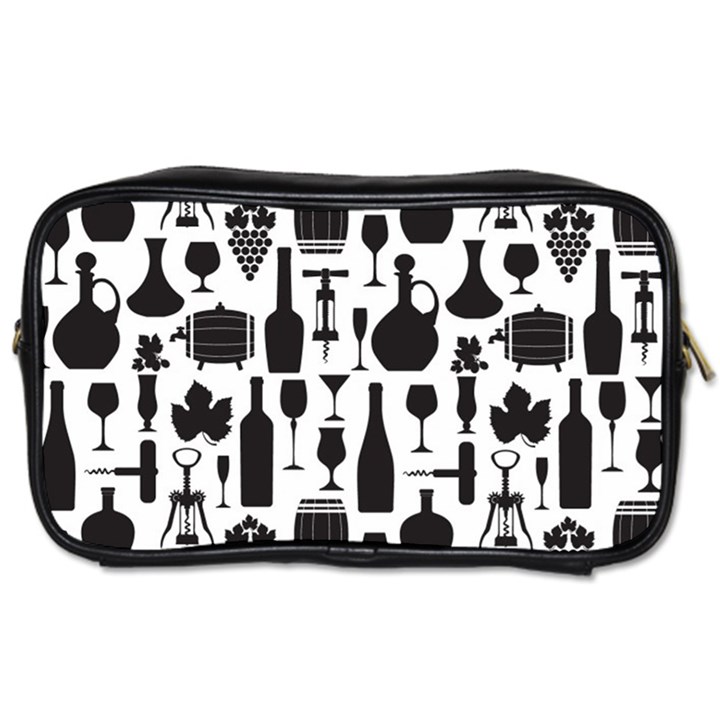 Wine Pattern Black White Toiletries Bag (Two Sides)