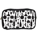 Wine Pattern Black White Toiletries Bag (Two Sides) Back