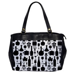 Wine Pattern Black White Oversize Office Handbag by Jancukart