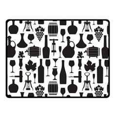 Wine Pattern Black White Fleece Blanket (small) by Jancukart