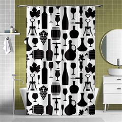 Wine Pattern Black White Shower Curtain 48  X 72  (small)  by Jancukart