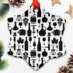 Wine Pattern Black White Ornament (snowflake)