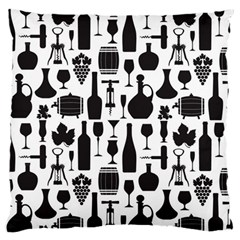 Wine Pattern Black White Large Cushion Case (one Side)