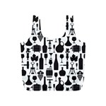 Wine Pattern Black White Full Print Recycle Bag (S) Front