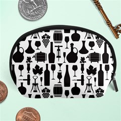 Wine Pattern Black White Accessory Pouch (large) by Jancukart