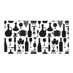 Wine Pattern Black White Satin Wrap 35  x 70 