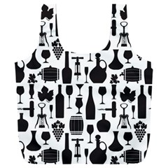 Wine Pattern Black White Full Print Recycle Bag (xxxl) by Jancukart