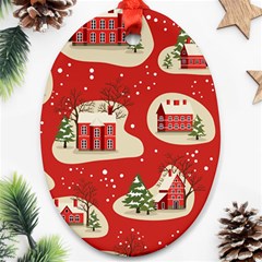 Christmas New Year Seamless Pattern Ornament (oval) by Jancukart