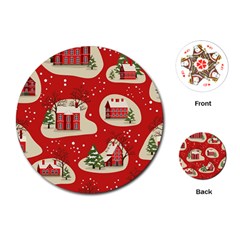 Christmas New Year Seamless Pattern Playing Cards Single Design (round)