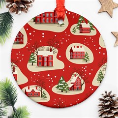 Christmas New Year Seamless Pattern Round Ornament (two Sides)