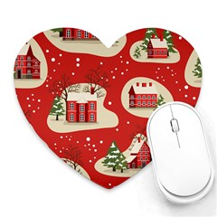 Christmas New Year Seamless Pattern Heart Mousepad by Jancukart