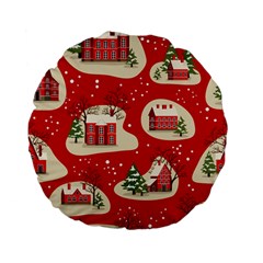 Christmas New Year Seamless Pattern Standard 15  Premium Flano Round Cushions by Jancukart